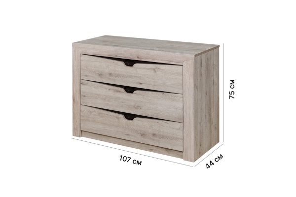 Комод с 3 ящиками "Соренто" спальня Дуб бонифаций Комод с 3 ящиками "Соренто" спальня Дуб бонифаций
